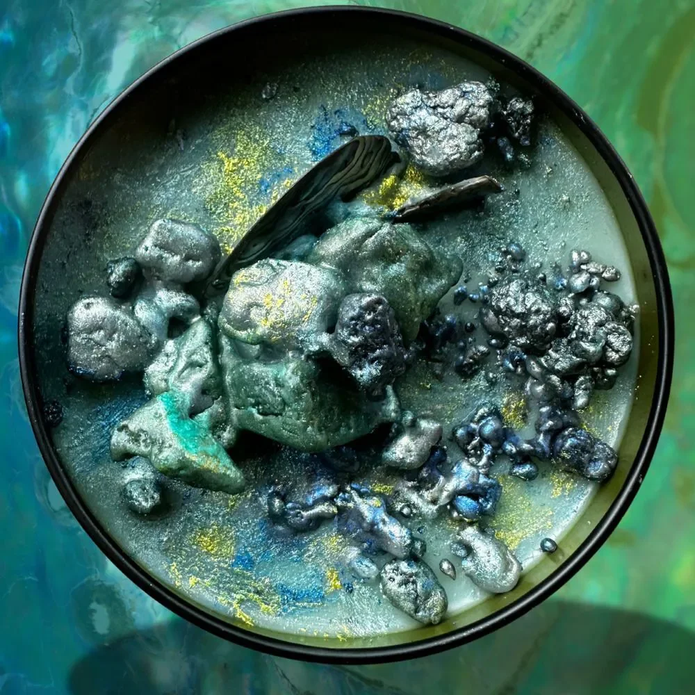 Sea Serpent's Kiss Luxury Wickless Candle: Cedar Amber Musk Scent